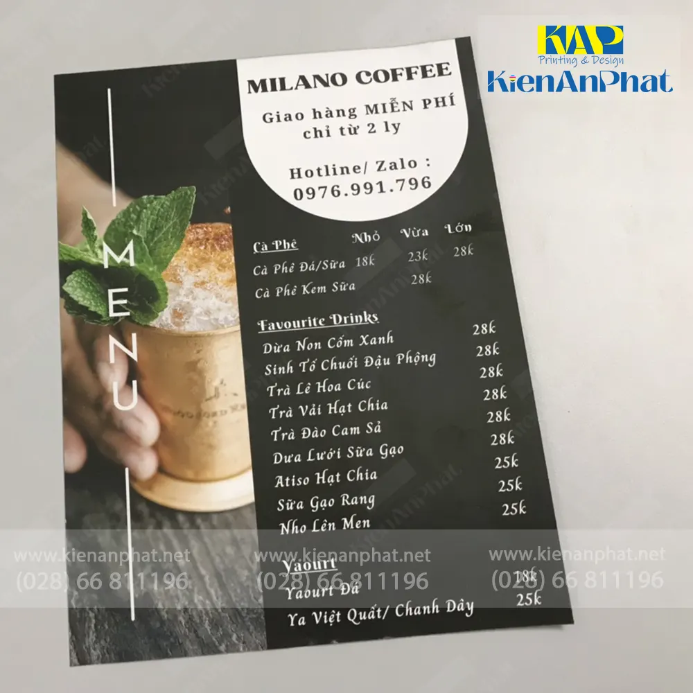 Bảng giá in tờ rơi A6 cà phê tại Kiến An Phát