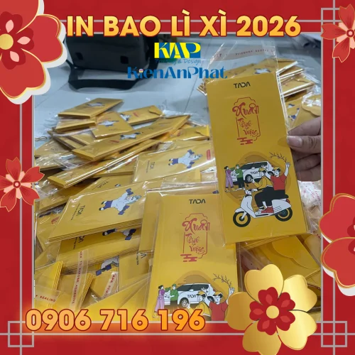 Mẫu in bao lì xì tết 2026 tại Hồ Chí Minh - In bao lì xì Kiến An Phát